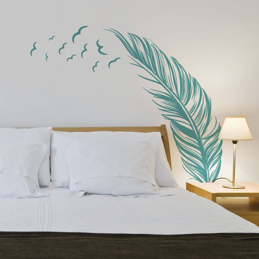 Feather With Flying Birds Wall Sticker