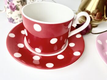 Cath Kidston Cup And Saucer Pink Spotted, 2 of 4