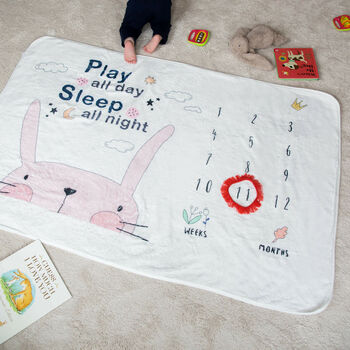 'Play All Day' Baby Milestone Cotton Blanket, 5 of 12