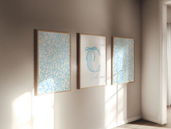 Personalised Blue Floral Initial Nursery Print, 3 of 7