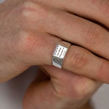 Custom Engraved Square Silver Signet Ring, 2 of 12