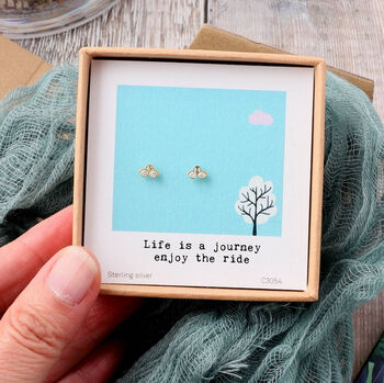 'Life Is A Journey' Sterling Silver Car Earrings, 7 of 7