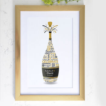 Personalised 50th Birthday Champagne Word Art, 4 of 10