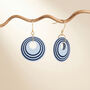 Blue And Navy Geometric Circular Earrings • Gold Plated Sterling Silver Hooks, thumbnail 4 of 10