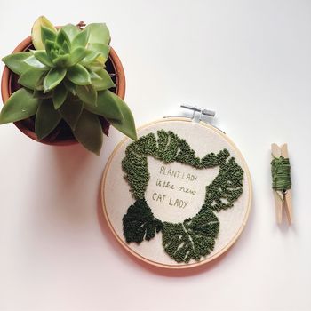Plant Lady Is The New Cat Lady Embroidery Hoop, 4 of 6