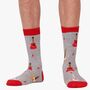 Men's Bamboo Socks Grey Red Guitars, thumbnail 2 of 6