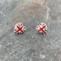 British Union Jack Flag Heart Stud Earrings, thumbnail 2 of 4