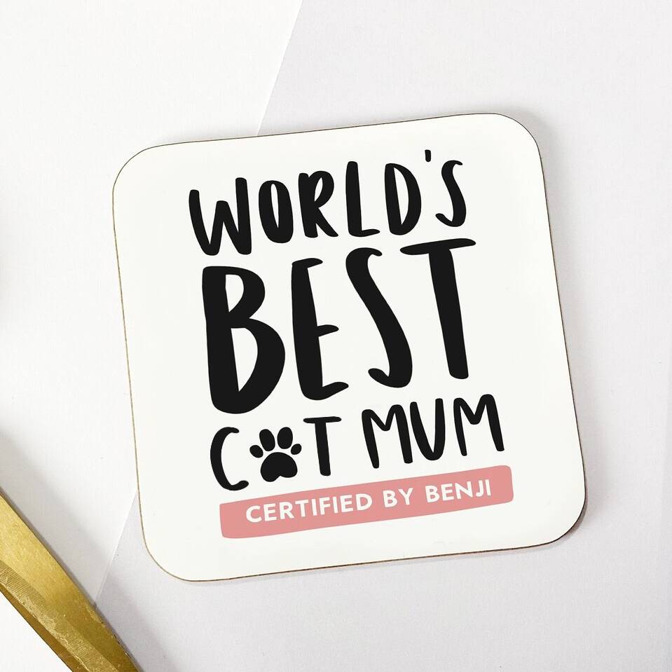 Personalised World's Best Cat Mum Coaster, 1 of 2