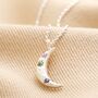 Crystal Crescent Moon Hammered Pendant Necklace, thumbnail 7 of 11