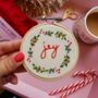 Mini Christmas Embroidery Kit Joy Wreath, thumbnail 1 of 10