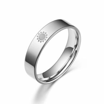 Stainless Steel Couple Moon And Sun Promise Ring, 6 of 8