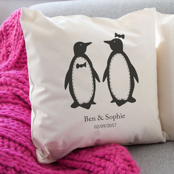 Personalised Penguin Pair Cushion, 2 of 4