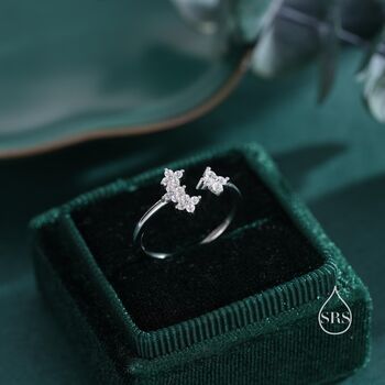 Sterling Silver Hydrangea Flower Bouquet Cz Flower Ring, 6 of 12
