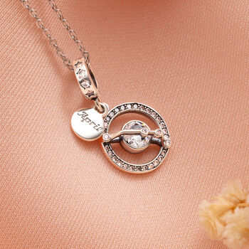 Aries Birthstone Necklace April Zodiac Silver Pendant, 2 of 6