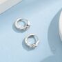Sterling Silver Tiny Rhombus Clear Cz Huggie Hoop, thumbnail 5 of 12
