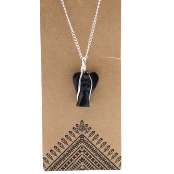Guardian Angel Pendant Necklace | Black Agate, 6 of 6