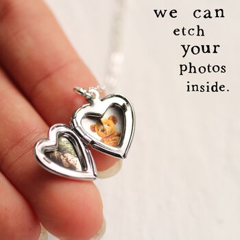 Tiny Silver Personalized Heart Locket, 4 of 12