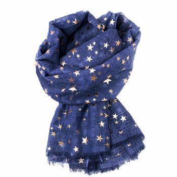 Stars Silver And Rose Gold Foil Scarf, 9 of 9
