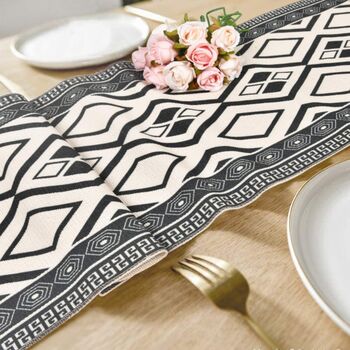 Table Runner Dining Table Geometric Design With Tassels, 3 of 7