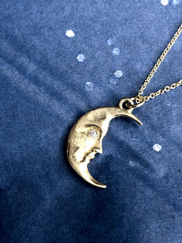 Moonface La Luna Solid Gold Moon Necklace, 6 of 11