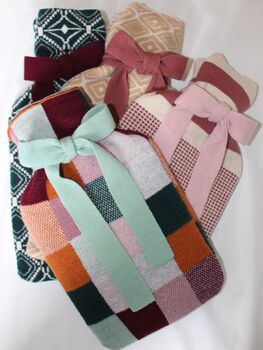 Merino Lambswool Hot Water Bottle In Patchwork Pattern, 3 of 4