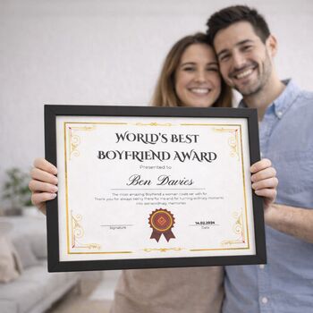 Boyfriend Gifts Best Boyfriend Award Certificate, 5 of 5