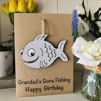 Personalised Gone Fishing Birthday Card For Grandad, 2 of 7
