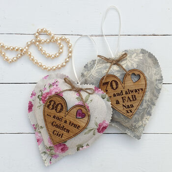 30th Birthday Fabric Heart With Oak Message, 8 of 8