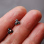 Black Trefoil Stud Earrings, thumbnail 4 of 5