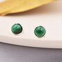 Natural Malachite Stone Stud Earrings In Sterling Silver, thumbnail 3 of 12