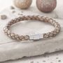 Men's Sand Personalised Clasp Plaited Leather Bracelet, thumbnail 2 of 4