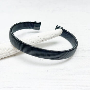 Vertical Stripes Stainless Steel Open Bracelet Mens Gift, 2 of 7