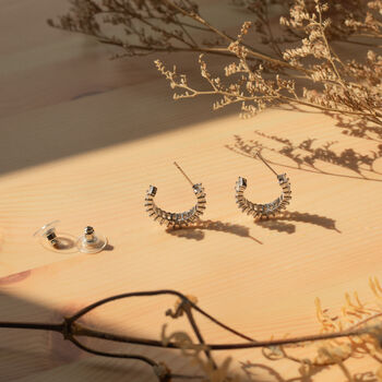 Silver C Shaped Hoop Earrings Gift For Her, 6 of 10