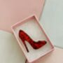 Red High Heel Glitter Resin Brooch / Gift For Shoe Lovers / Fashionistas Brooch, thumbnail 5 of 6