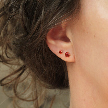 Red Crystal Stud Earrings In Silver And Gold Fill, 2 of 12
