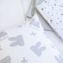 New Baby Personalised Grey Bunny Cushion, thumbnail 3 of 4
