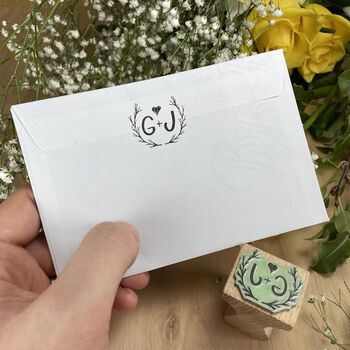 Personalised Initials Rubber Stamp – Laurels, 3 of 6