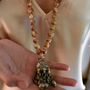 Handmade Sari Silk Beaded Necklace With Vintage Jhumka, thumbnail 2 of 8