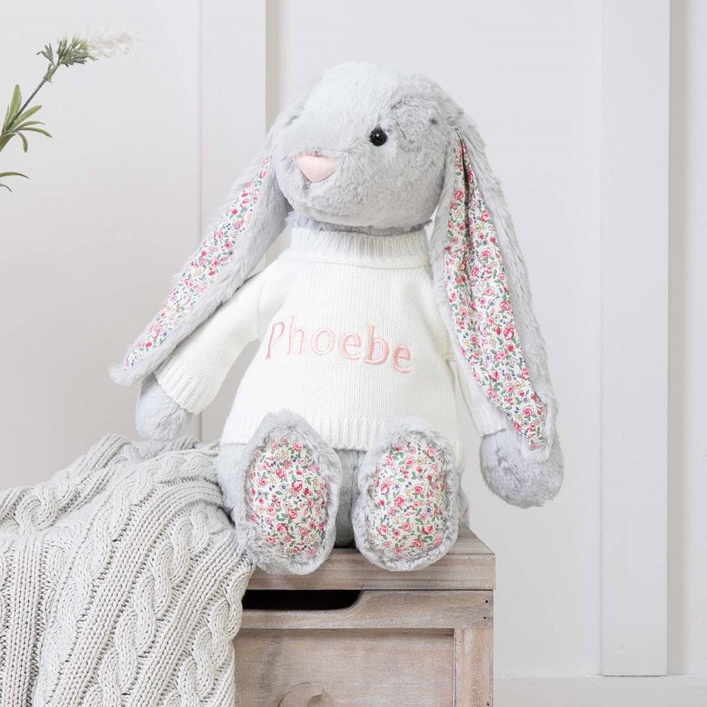 grey bunny stuffed animal