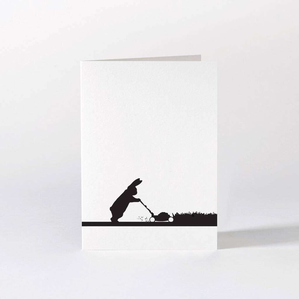 Mowing Rabbit Greeting Card By Ham