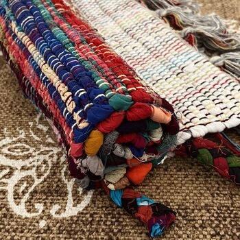 Recycled Cotton Rainbow Rag Rug 60cm X 90cm, 7 of 10