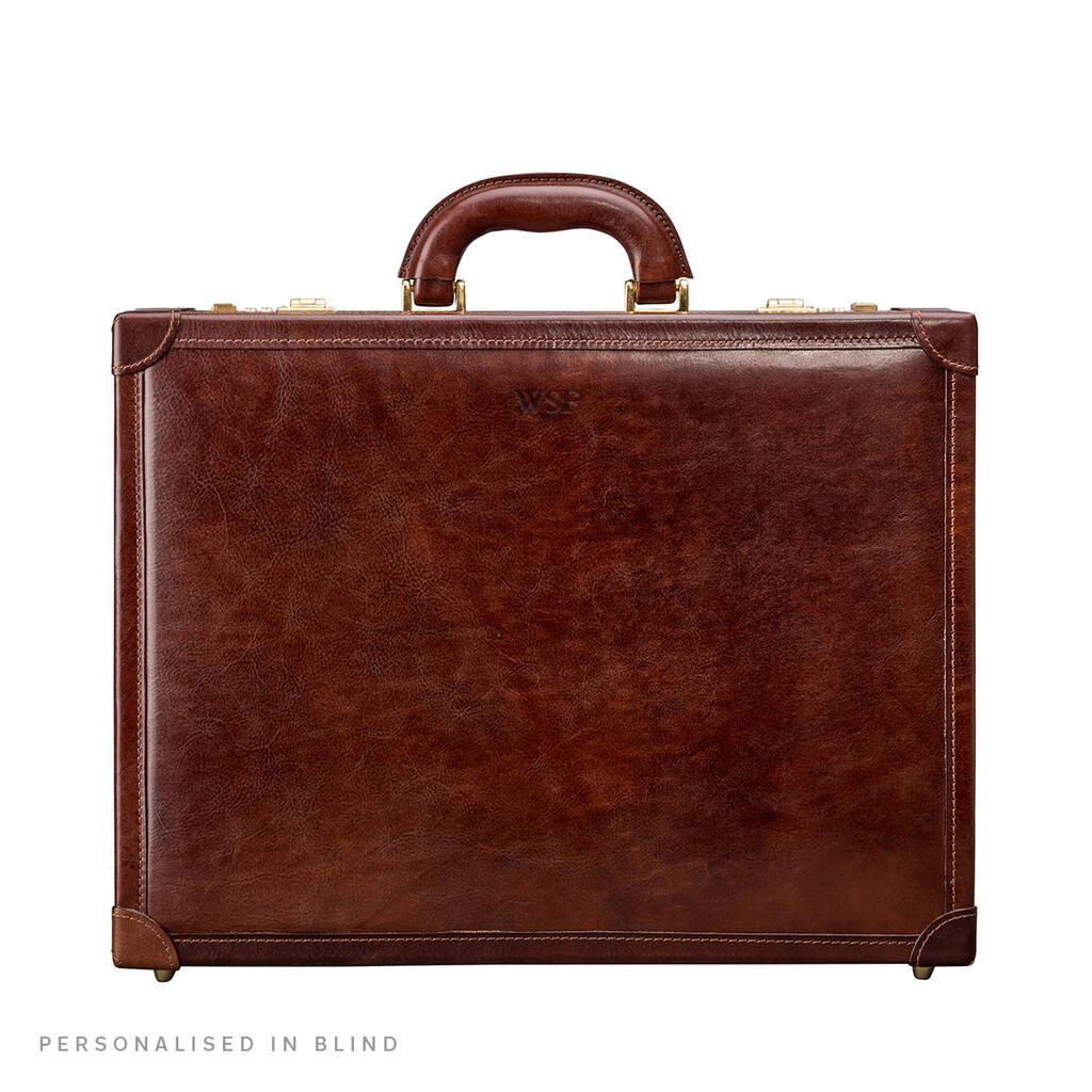 Personalised Luxury Leather Attaché Case. 'The Scanno' By Maxwell-Scott