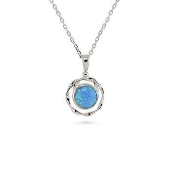 Dainty Sterling Silver Round Opal Pendant, 5 of 5