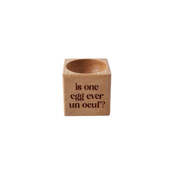 Loft 'Is One Egg Ever Un Oeuf' Oak Egg Cup In Gift Box | Breakfast | Homeware | Kitchenware, 2 of 2