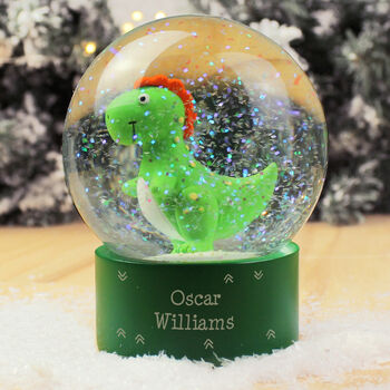 Personalised Dinosaur Glitter Snow Globe – Magical Christmas Keepsake, 7 of 9