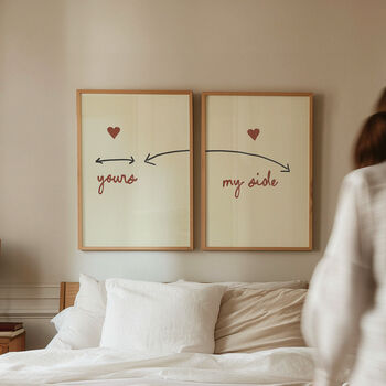 My Side And Your Side Set Of Bedroom Prints, 11 of 11