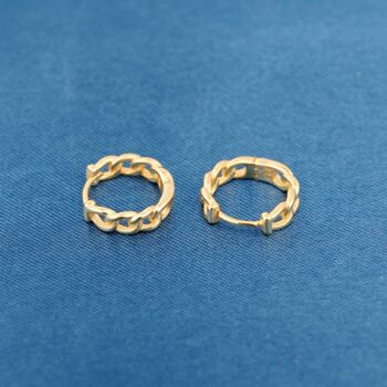 Gold Chain Huggie Hoop Earrings, 3 of 7