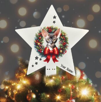 Personalised Tree Topper Cat Christmas Wreath. 20 Different Breeds, 4 of 12