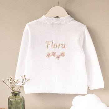 Personalised Cream Blossom Cardigan For Baby Flower Girls, 4 of 12