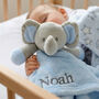 Personalised Blue Elephant Baby Comforter, thumbnail 1 of 5
